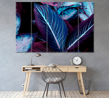 Beautiful Tropical Leaves Canvas Print ArtLexy 5 Panels 36"x24" inches 