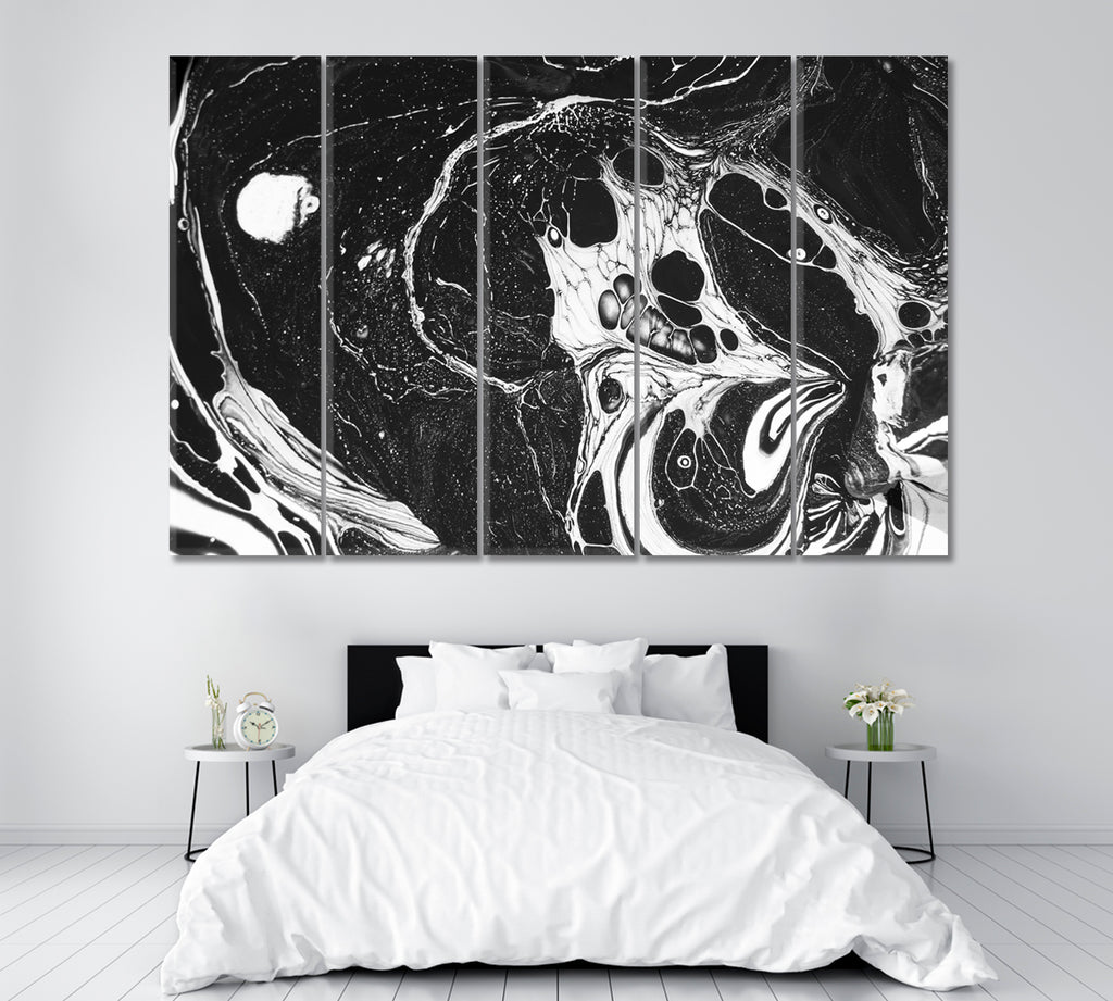 Black and White Abstraction Canvas Print ArtLexy 5 Panels 36"x24" inches 