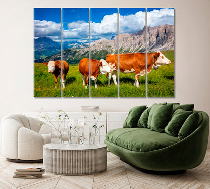 Cows in Alps Mountains Canvas Print ArtLexy   
