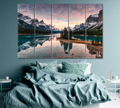 Maligne Lake and Spirit Island in Jasper National Park Canada Canvas Print ArtLexy 5 Panels 36"x24" inches 