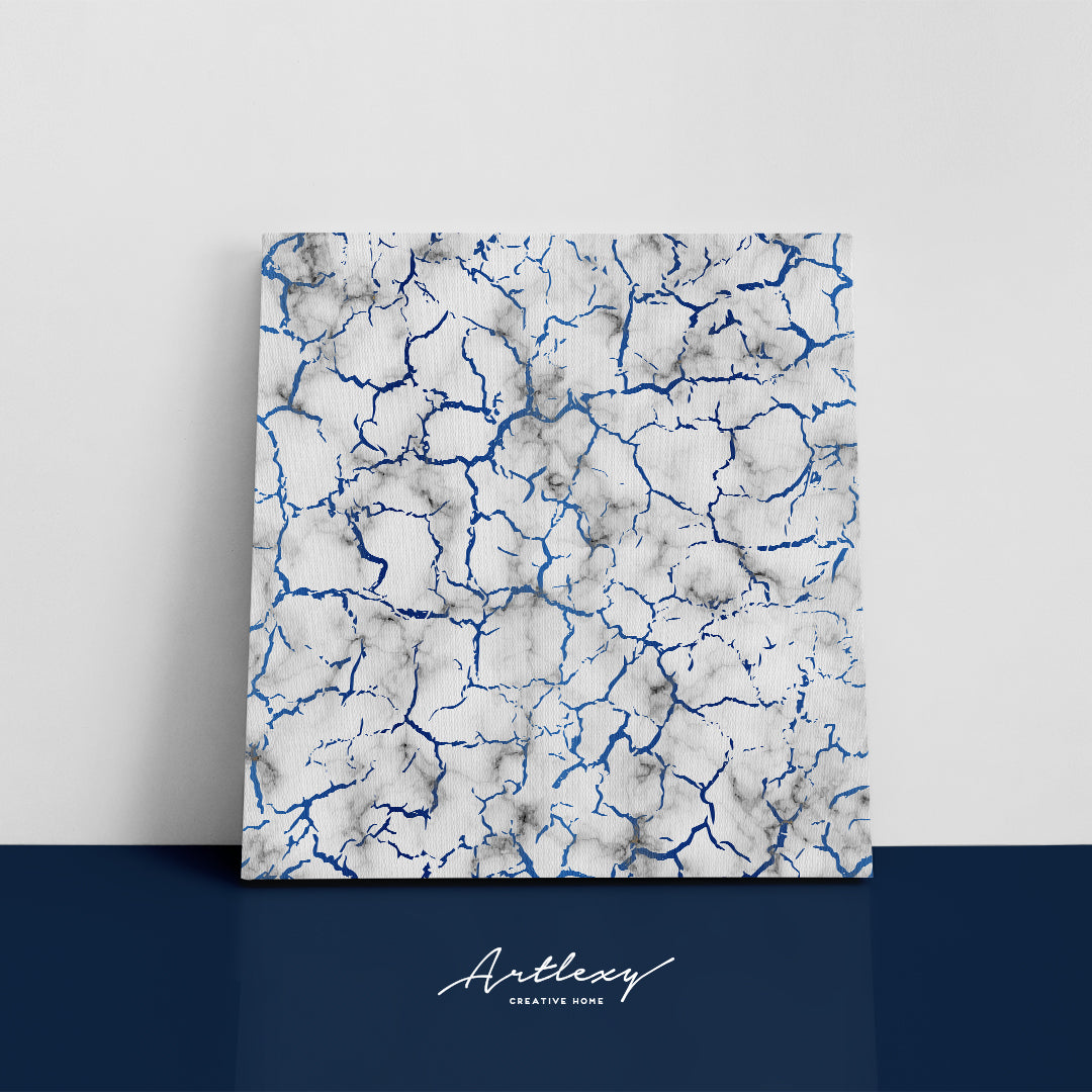 Cracked White Marble with Blue Veins Canvas Print ArtLexy   