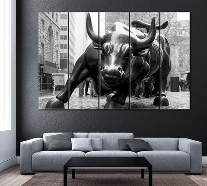 Charging Bull in Lower Manhattan NY Canvas Print ArtLexy 5 Panels 36"x24" inches 