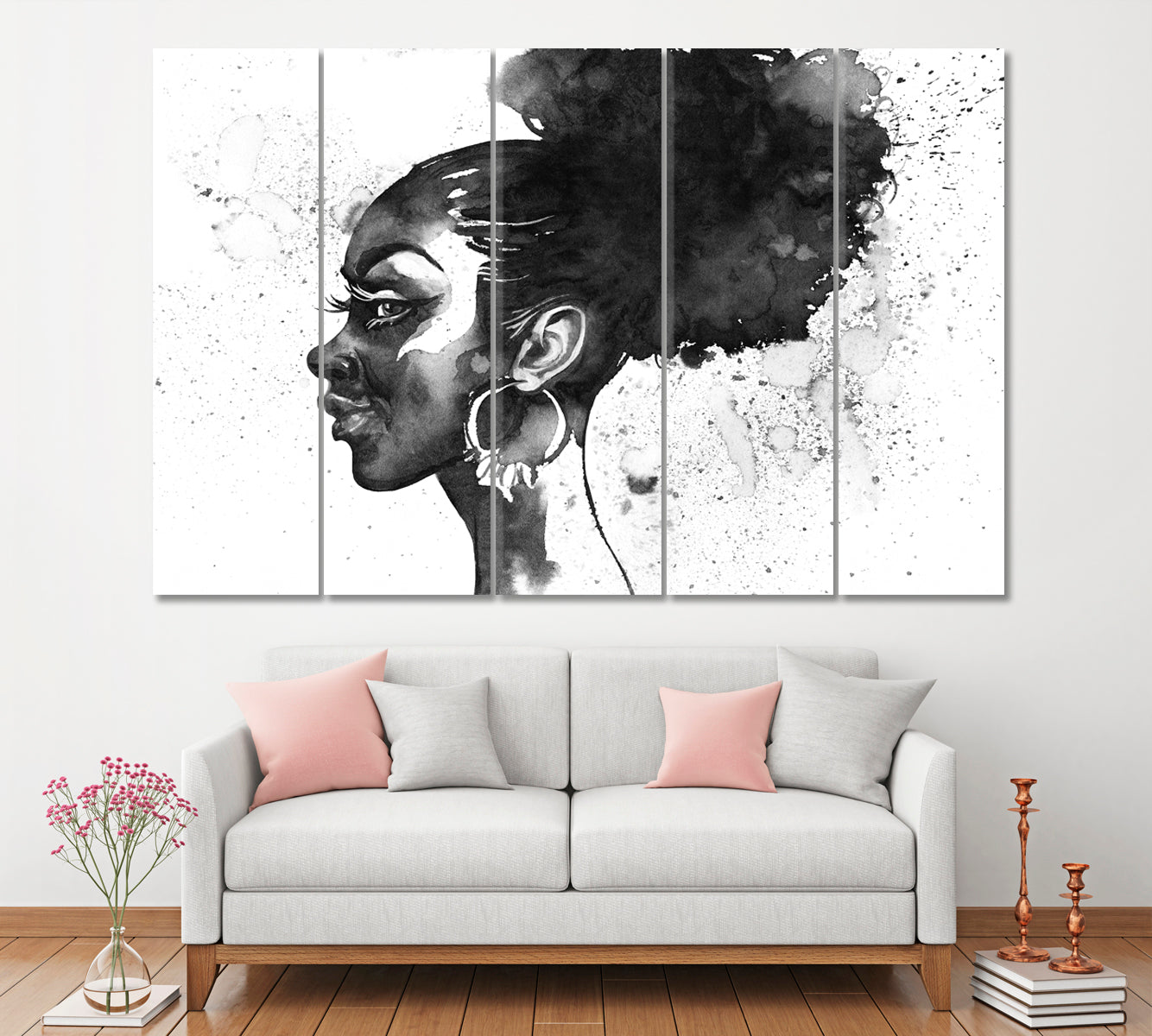 African Woman Portrait Canvas Print ArtLexy 5 Panels 36"x24" inches 