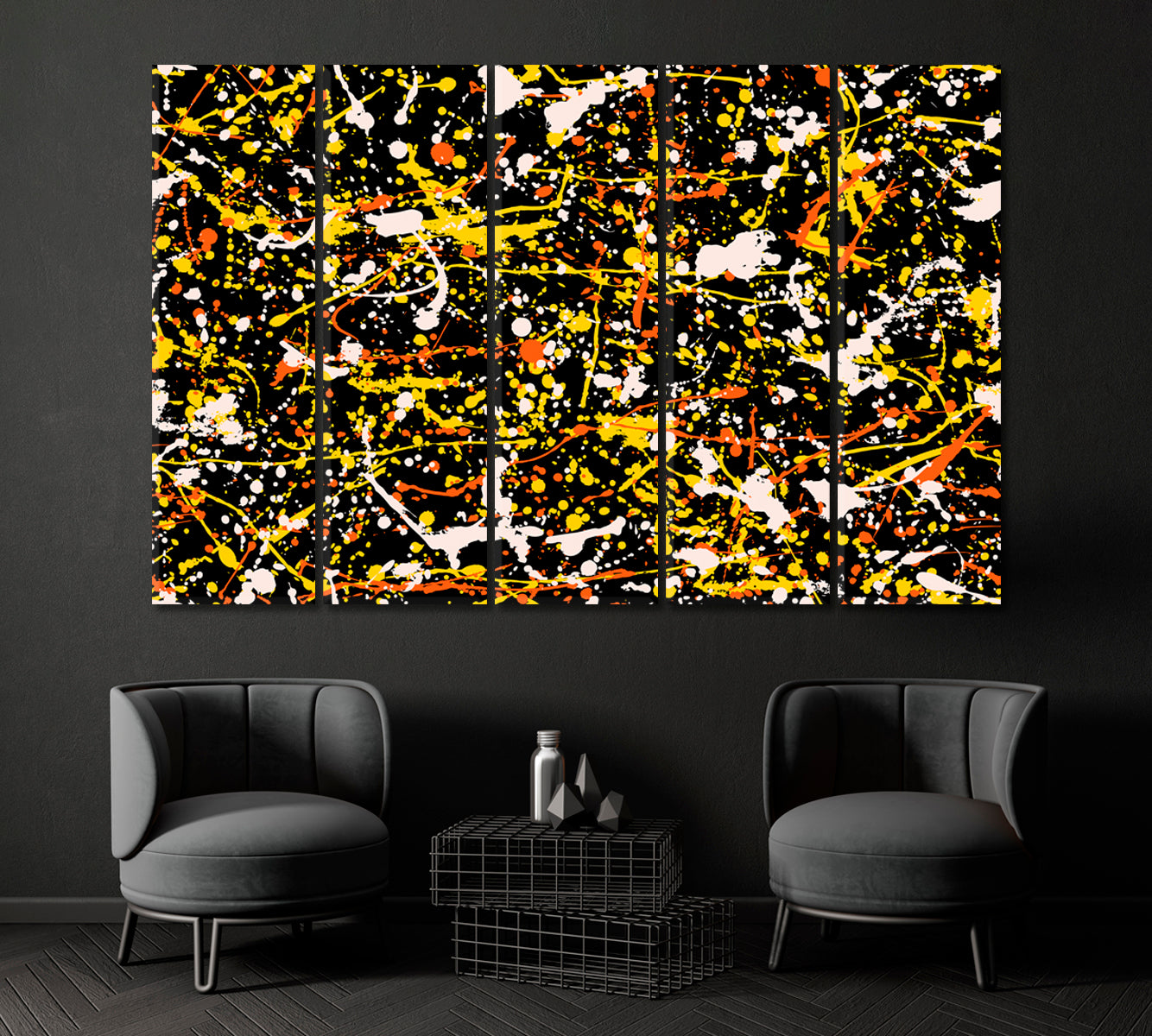 Abstract Expressionism Pattern Canvas Print ArtLexy 5 Panels 36"x24" inches 