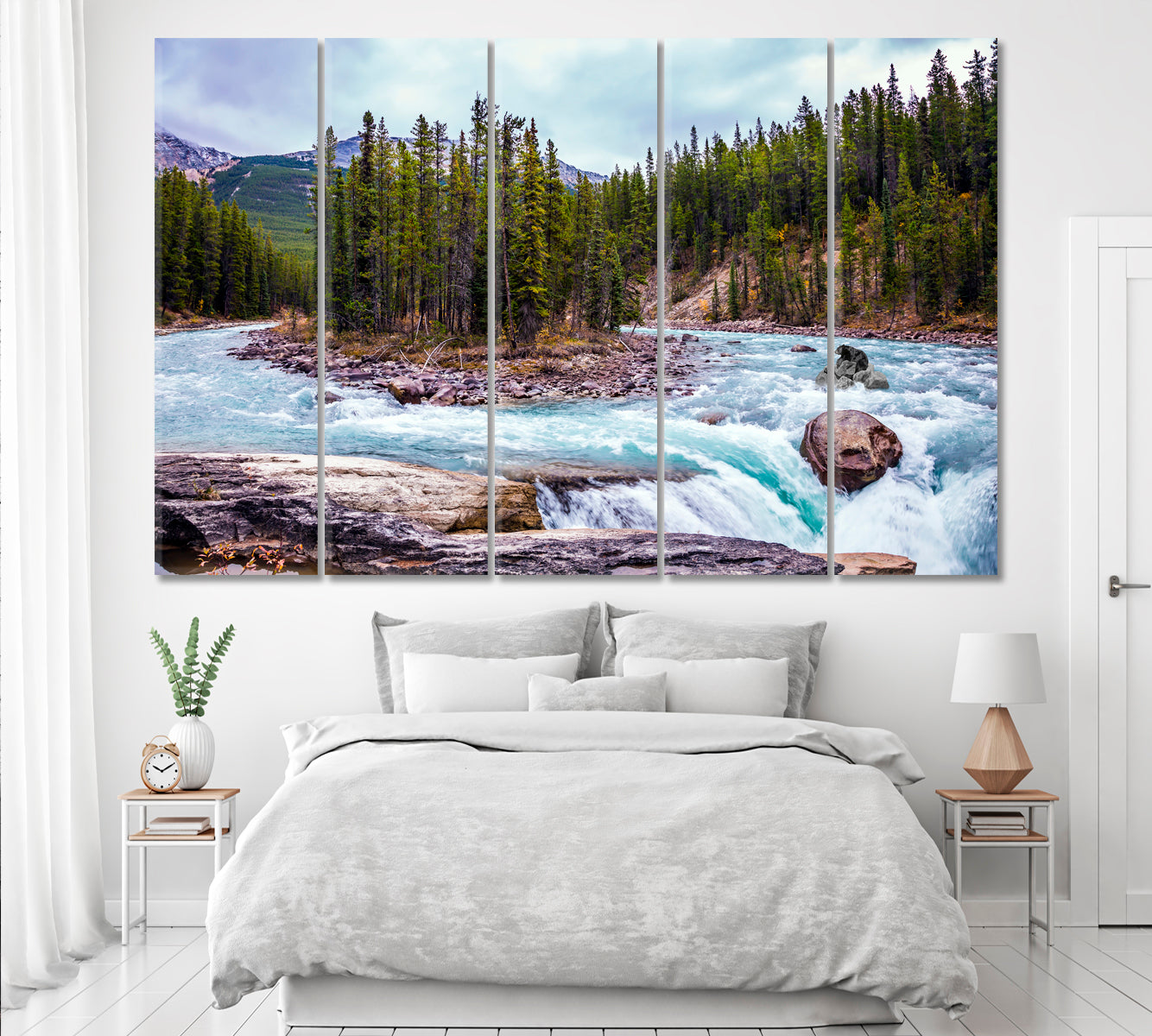 Sunwapta Falls in Jasper National Park Canada Canvas Print ArtLexy 5 Panels 36"x24" inches 