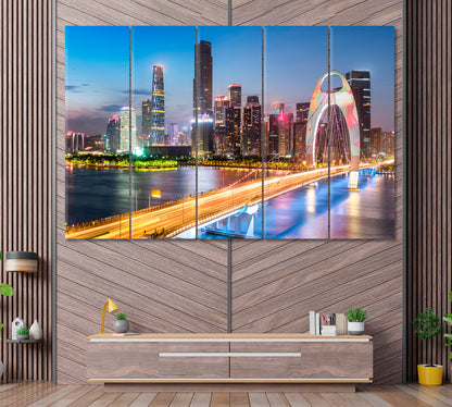 Guangzhou International Finance Center Canvas Print ArtLexy 5 Panels 36"x24" inches 