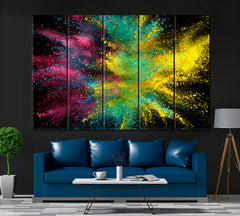 Colorful Powder Explosion Canvas Print ArtLexy 5 Panels 36"x24" inches 