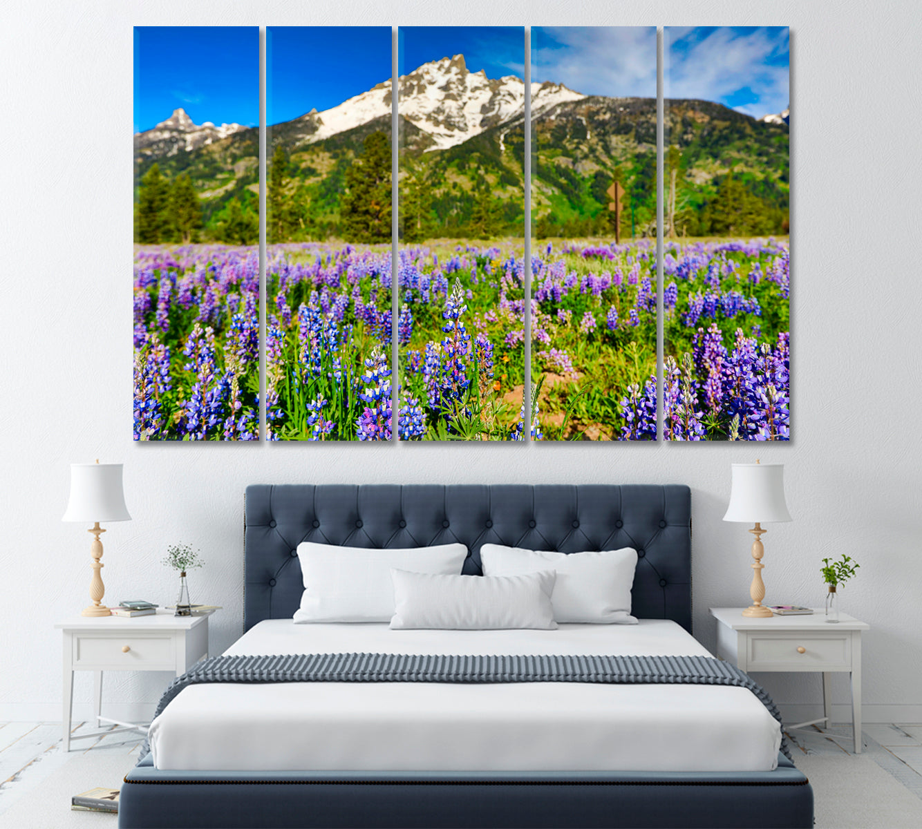 Grand Teton Mountains Jackson Wyoming Canvas Print ArtLexy 5 Panels 36"x24" inches 