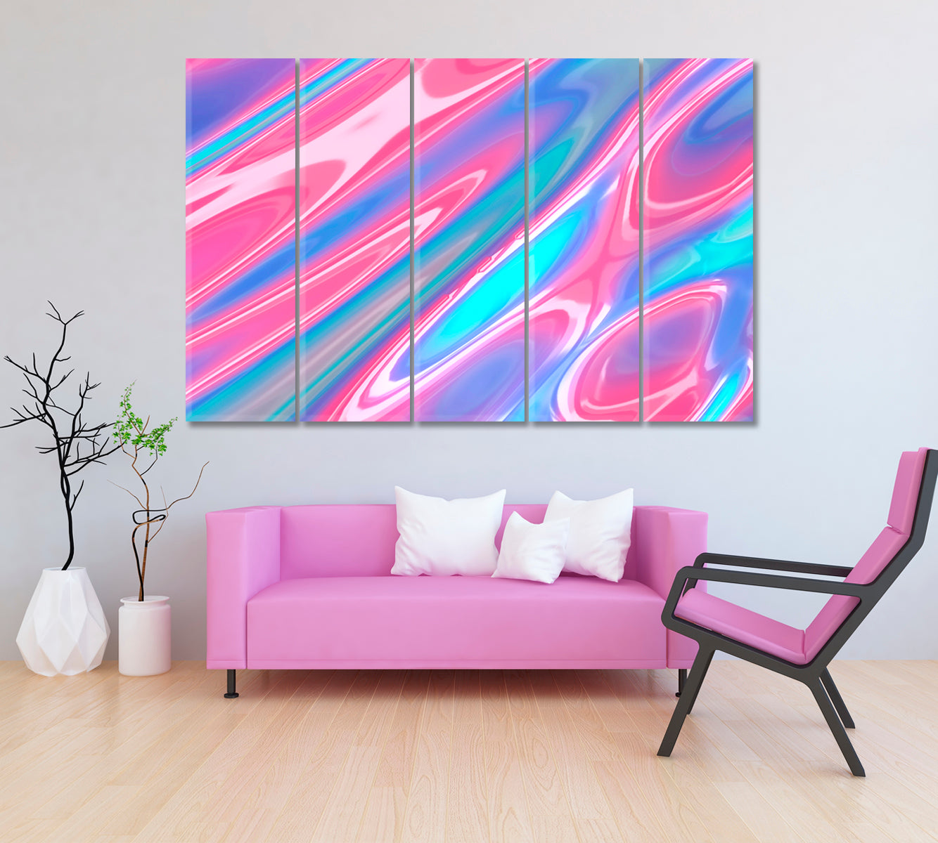 Abstract Colorful Liquid Weave Canvas Print ArtLexy 5 Panels 36"x24" inches 