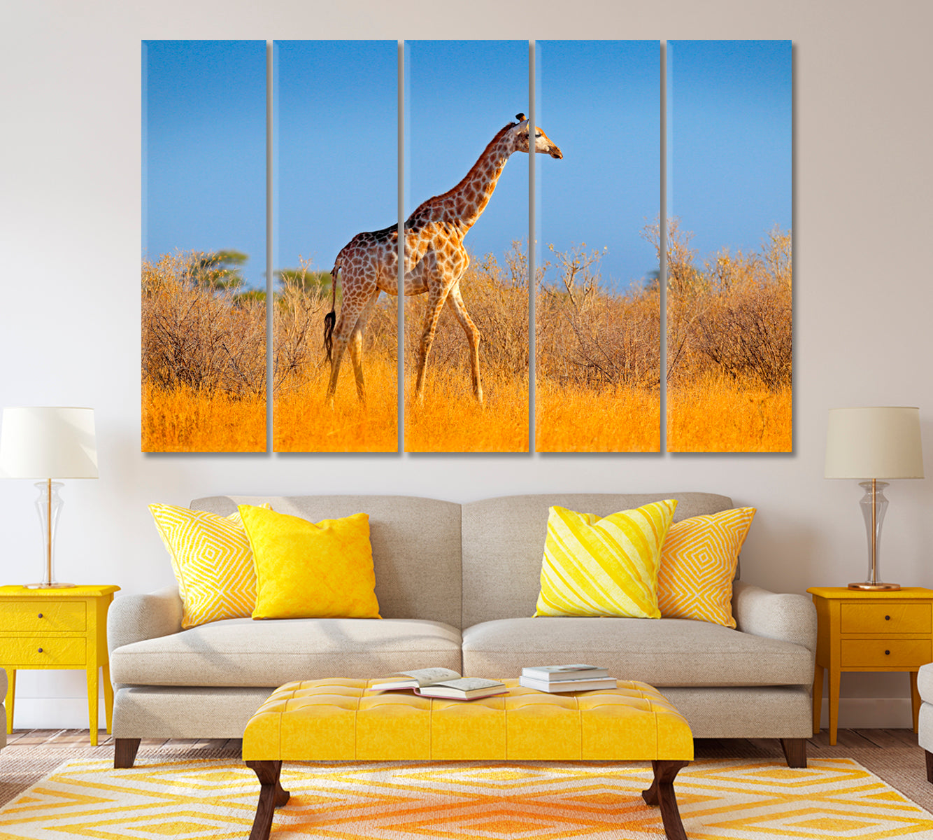 Giraffe in Botswana Africa Canvas Print ArtLexy 5 Panels 36"x24" inches 