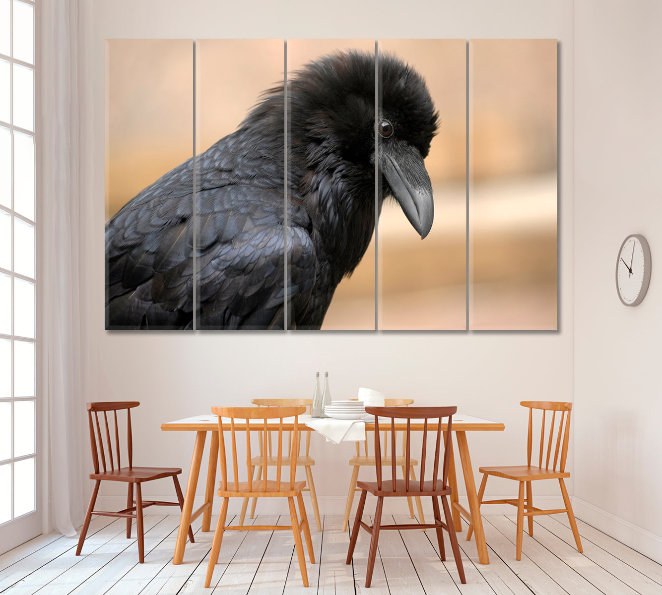 Portrait of Black Raven Canvas Print ArtLexy 5 Panels 36"x24" inches 