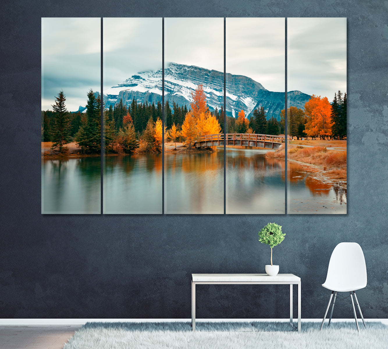 Two Jack Lake Banff National Park Canada Canvas Print ArtLexy 5 Panels 36"x24" inches 