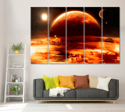 Red Alien World Canvas Print ArtLexy 5 Panels 36"x24" inches 