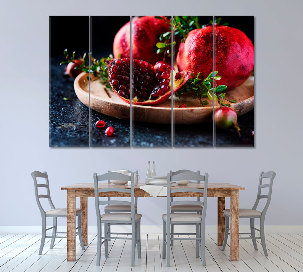 Ripe Pomegranate Canvas Print ArtLexy 5 Panels 36"x24" inches 