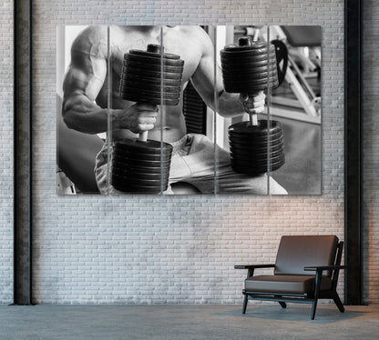 Strength Training with Dumbbells Canvas Print ArtLexy 5 Panels 36"x24" inches 