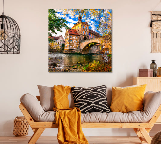 Beautiful Town Bamberg in Bavaria Germany Canvas Print ArtLexy 1 Panel 12"x12" inches 