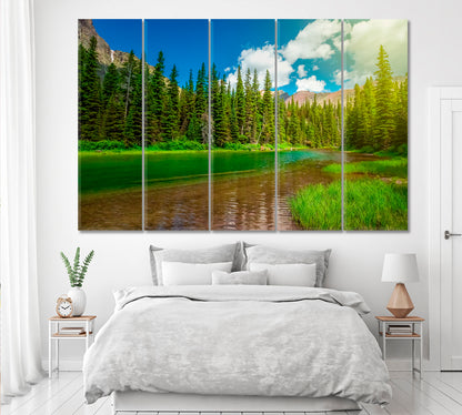 Green Forest with River Canvas Print ArtLexy   
