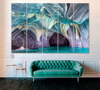 Marble Caves in Chile Patagonia Canvas Print ArtLexy 5 Panels 36"x24" inches 