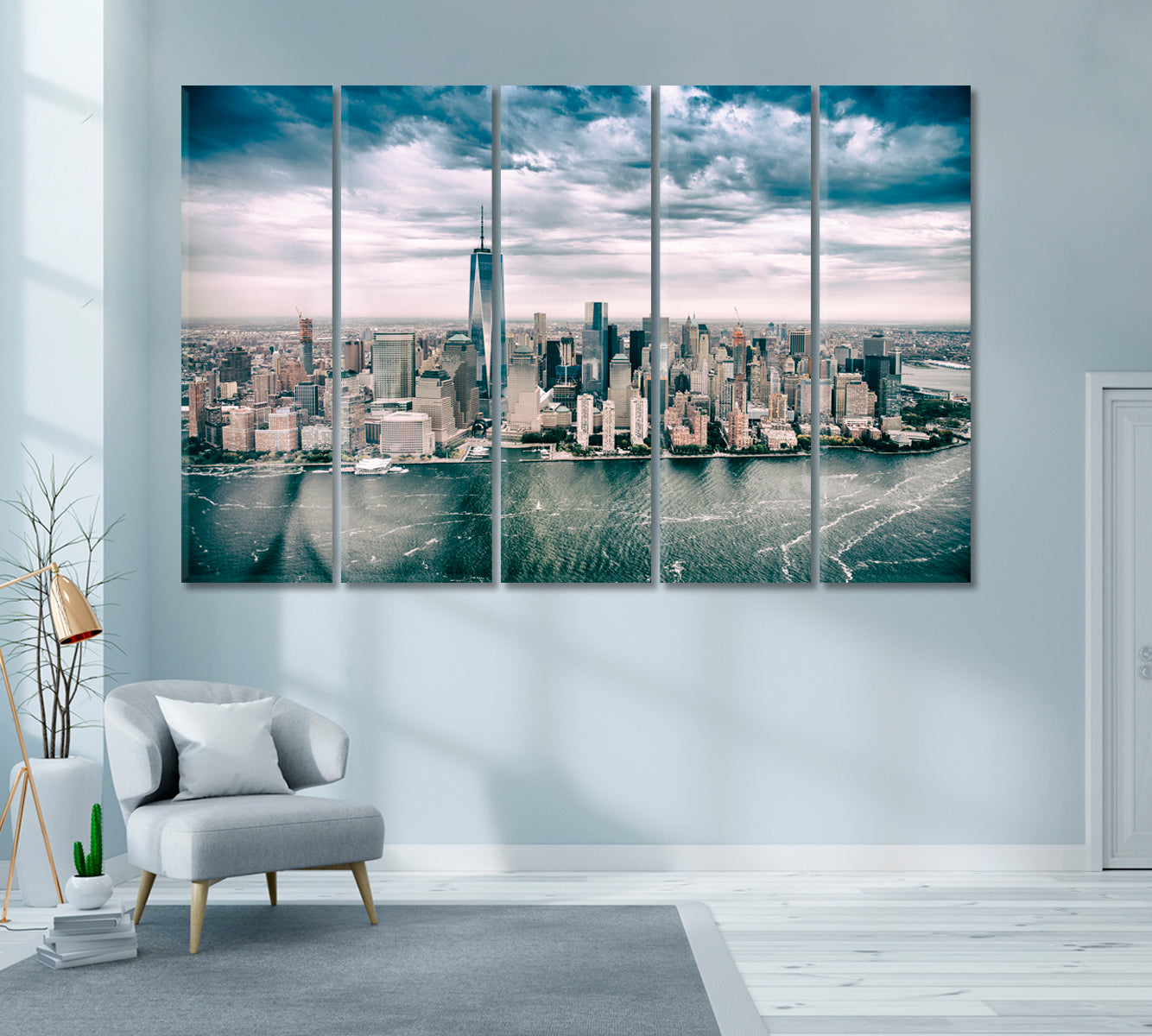 Downtown Manhattan Canvas Print ArtLexy 5 Panels 36"x24" inches 