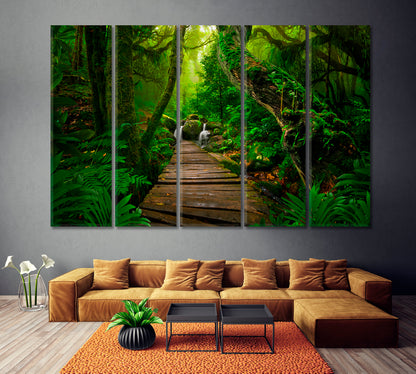 Asian Tropical Rainforest Canvas Print ArtLexy 5 Panels 36"x24" inches 