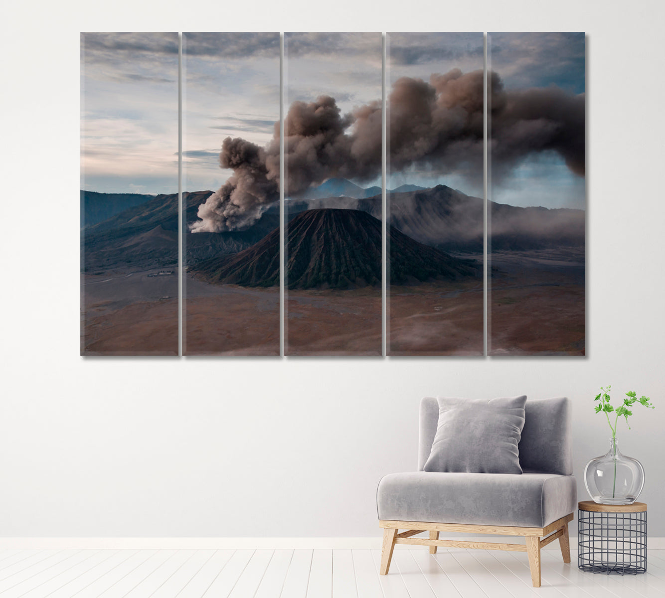 Mount Bromo Eruption Java Indonesia Canvas Print ArtLexy 5 Panels 36"x24" inches 