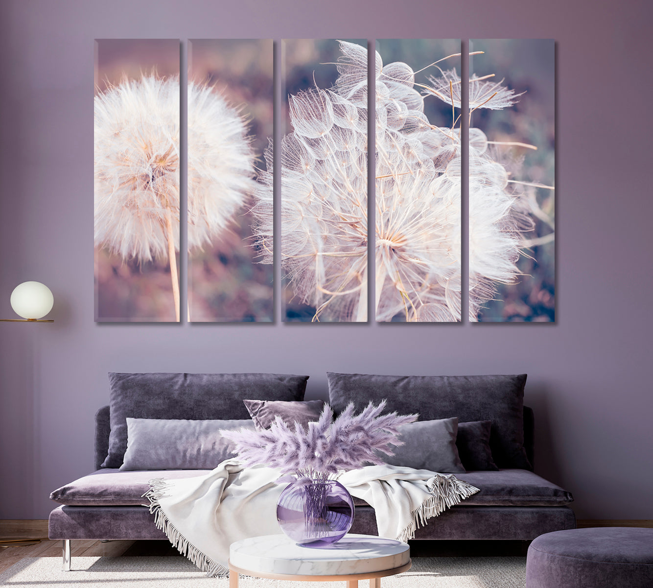 Beautiful Fluffy Dandelion Flower Canvas Print ArtLexy 5 Panels 36"x24" inches 