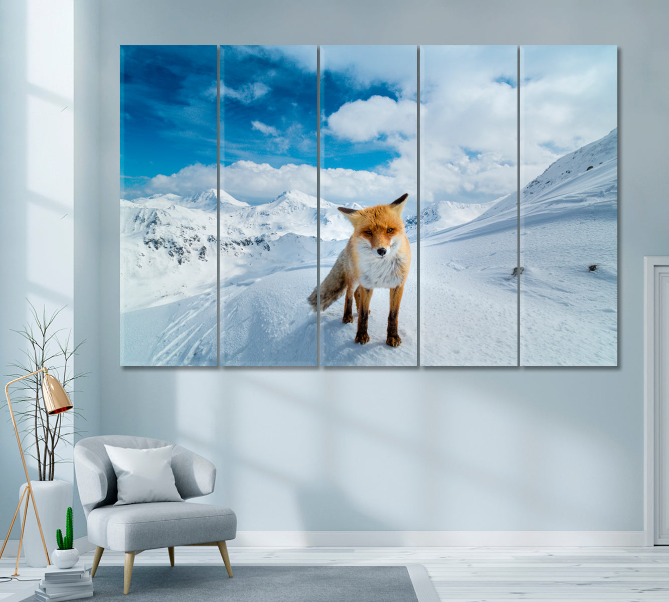 Red Fox in Alps Canvas Print ArtLexy 5 Panels 36"x24" inches 
