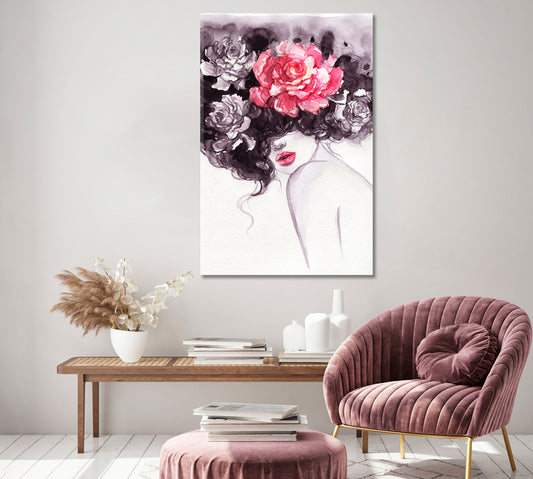Woman with Flowers Canvas Print ArtLexy 1 Panel 16"x24" inches 