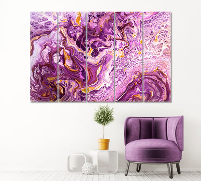 Abstract Purple Liquid Pattern Canvas Print ArtLexy 5 Panels 36"x24" inches 