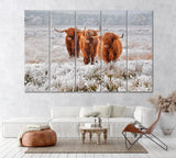 Scottish Highlanders Cows Canvas Print ArtLexy 5 Panels 36"x24" inches 