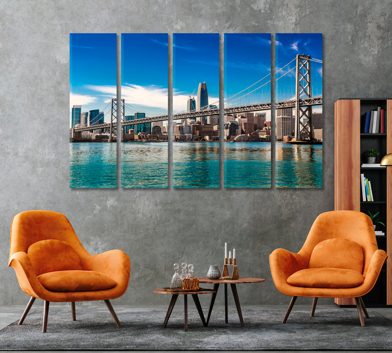 San Francisco and Oakland Bay Bridge Canvas Print ArtLexy   