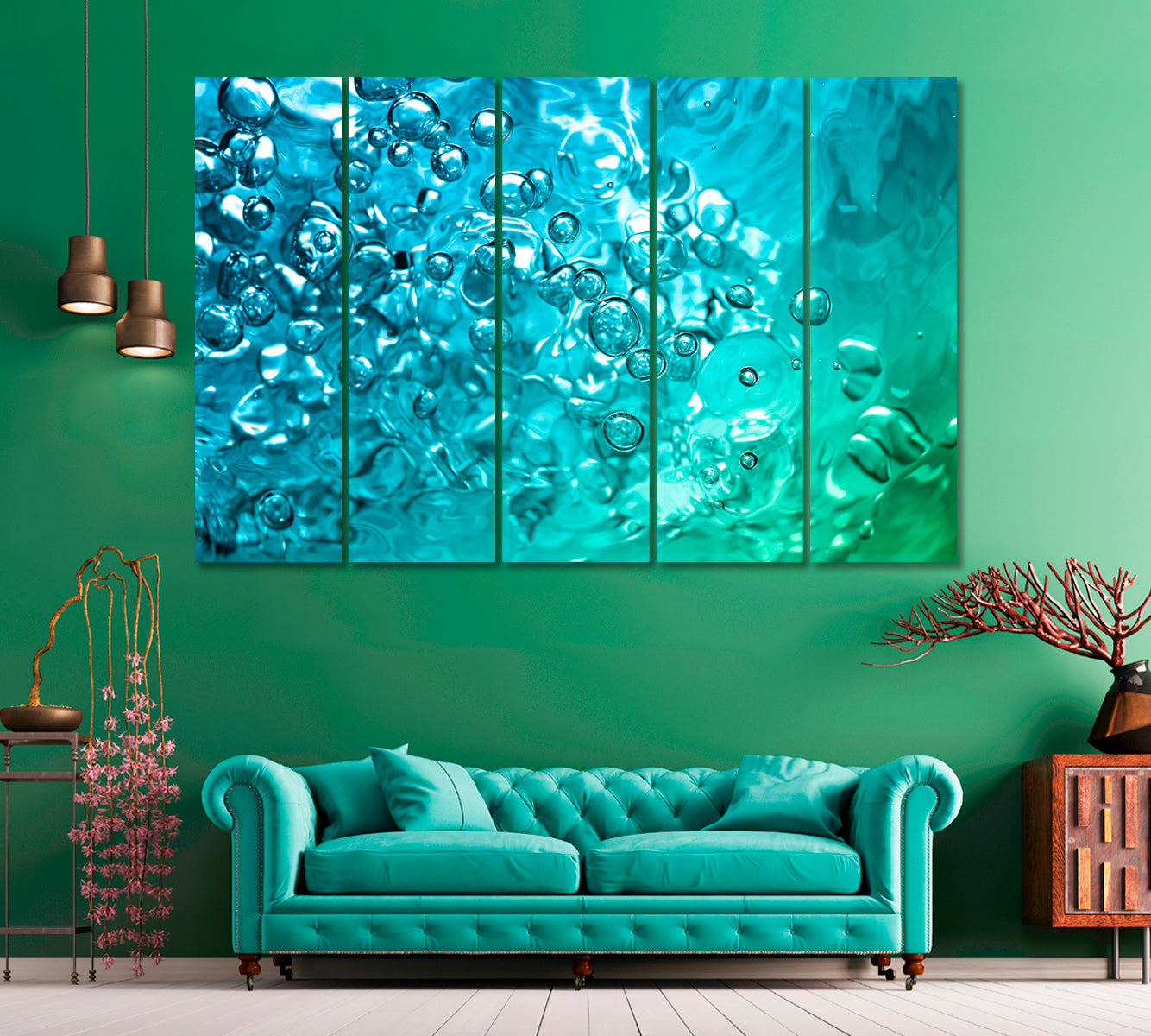 Abstract Water Bubbles Canvas Print ArtLexy 5 Panels 36"x24" inches 