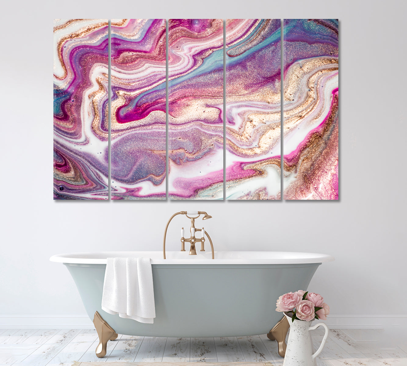 Luxury Marble Abstraction Canvas Print ArtLexy 5 Panels 36"x24" inches 