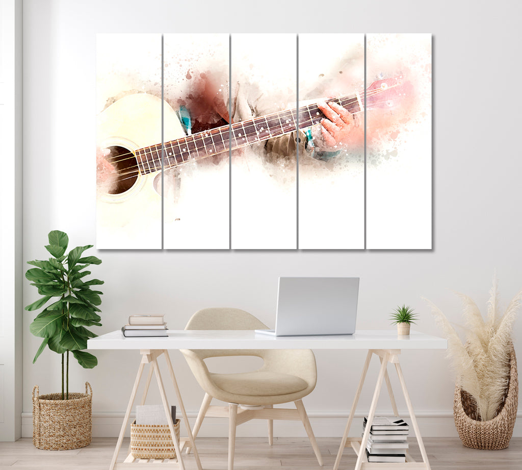Man Playing Guitar Canvas Print ArtLexy 5 Panels 36"x24" inches 