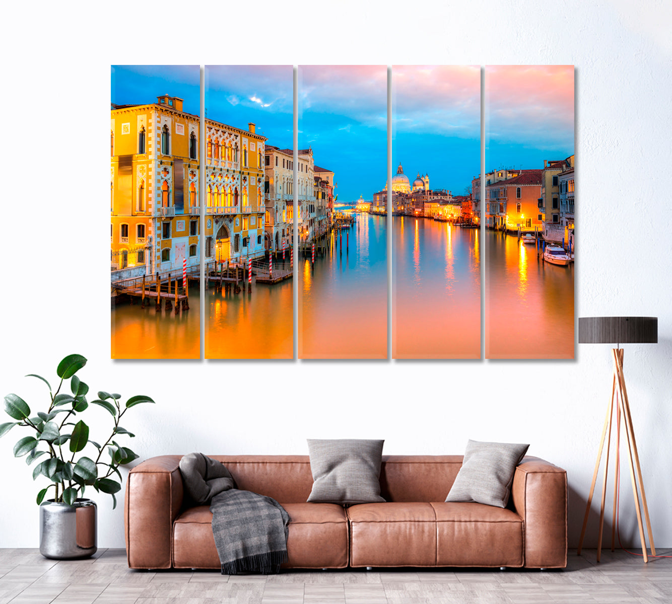Grand Canal and Santa Maria Della Salute Venice Italy Canvas Print ArtLexy 5 Panels 36"x24" inches 