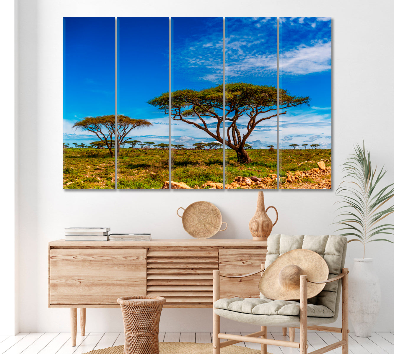 Ngorongoro Conservation Area. African Landscape Canvas Print ArtLexy 5 Panels 36"x24" inches 