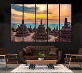 Candi Borobudur Indonesia Canvas Print ArtLexy 5 Panels 36"x24" inches 