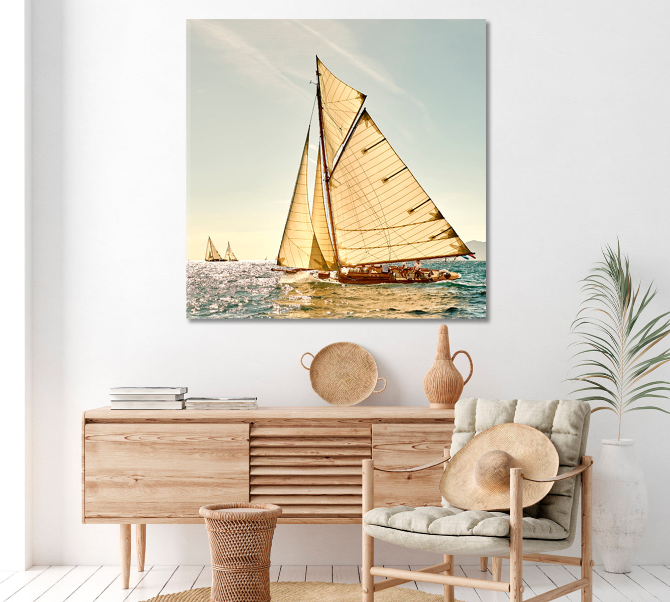Sailing Yacht Race Canvas Print ArtLexy 1 Panel 12"x12" inches 