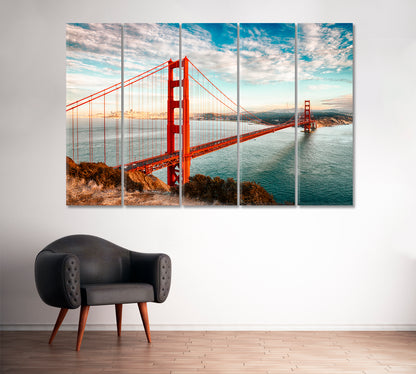 Golden Gate Bridge San Francisco Canvas Print ArtLexy 5 Panels 36"x24" inches 