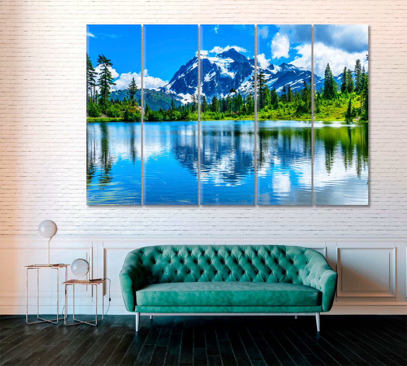 Mount Shuksan and Lake Ann Washington USA Canvas Print ArtLexy 5 Panels 36"x24" inches 