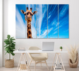 Giraffe Portrait Canvas Print ArtLexy 5 Panels 36"x24" inches 