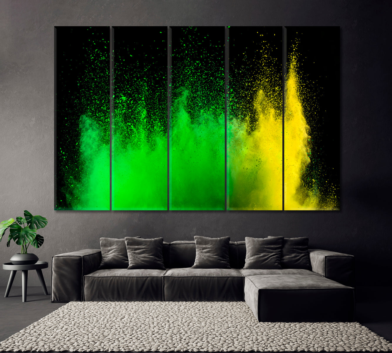 Explosion of Colored Powder Canvas Print ArtLexy 5 Panels 36"x24" inches 