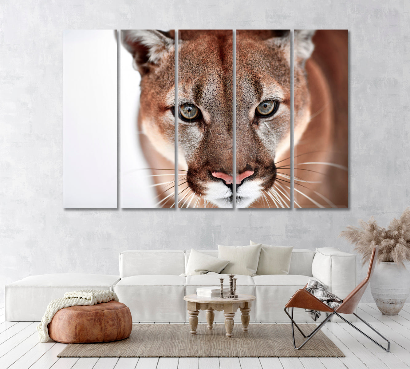 Beautiful Puma Portrait Canvas Print ArtLexy 5 Panels 36"x24" inches 