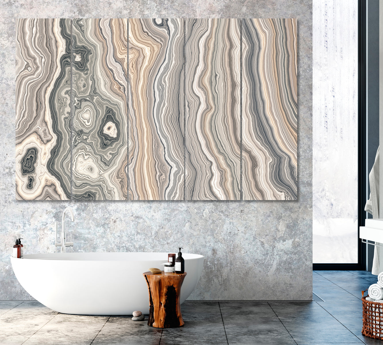 Abstract Curly Marble Canvas Print ArtLexy 5 Panels 36"x24" inches 