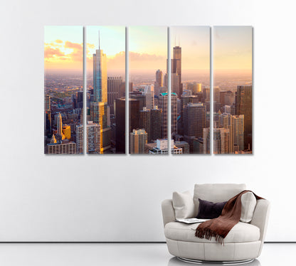 Chicago Skyscrapers at Sunset United States Canvas Print ArtLexy   