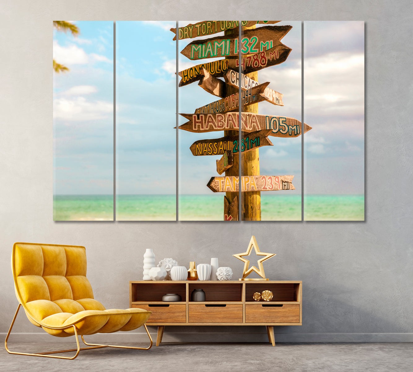 Tourist Pointer Key West Zachary Beach Canvas Print ArtLexy 5 Panels 36"x24" inches 