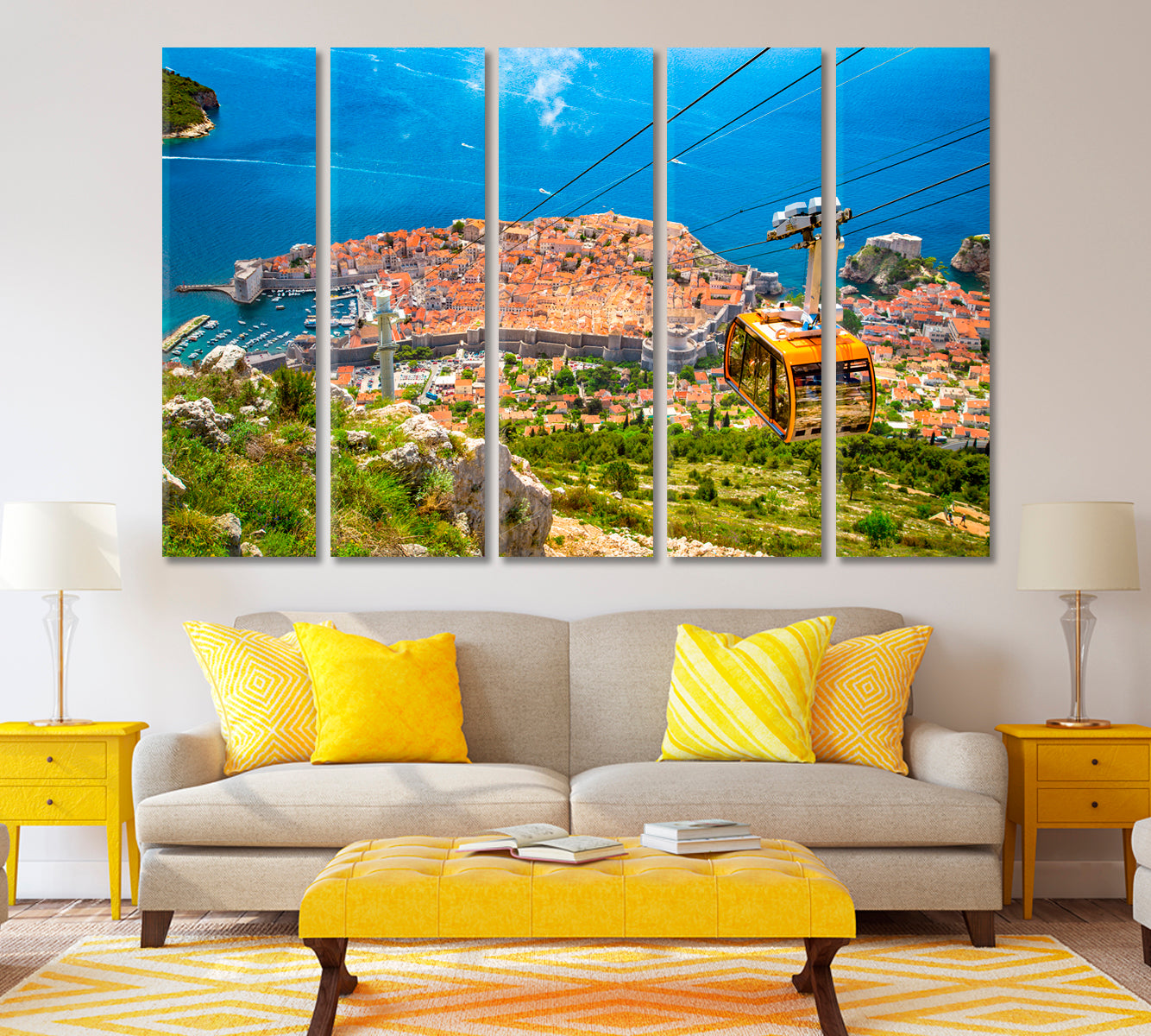 Old Town of Dubrovnik with Famous Cable Car Croatia Canvas Print ArtLexy   