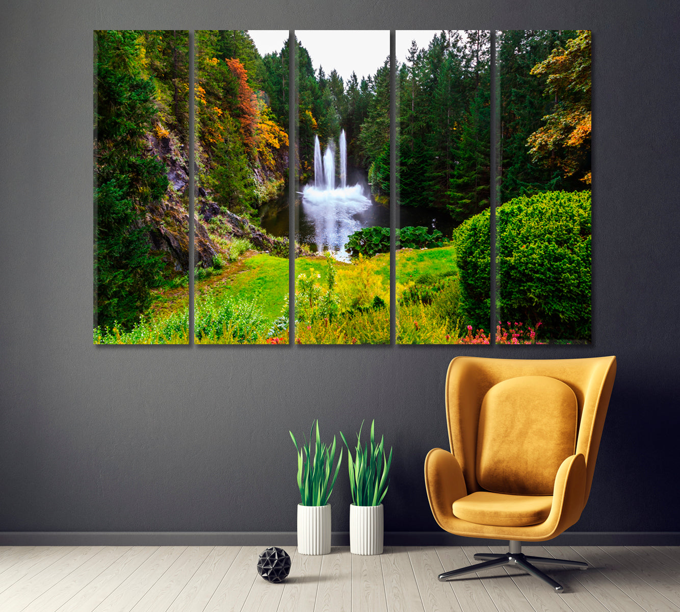 Butchart Gardens on Vancouver Island Canada Canvas Print ArtLexy 5 Panels 36"x24" inches 