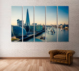 London City Skyline with River Thames Canvas Print ArtLexy 5 Panels 36"x24" inches 