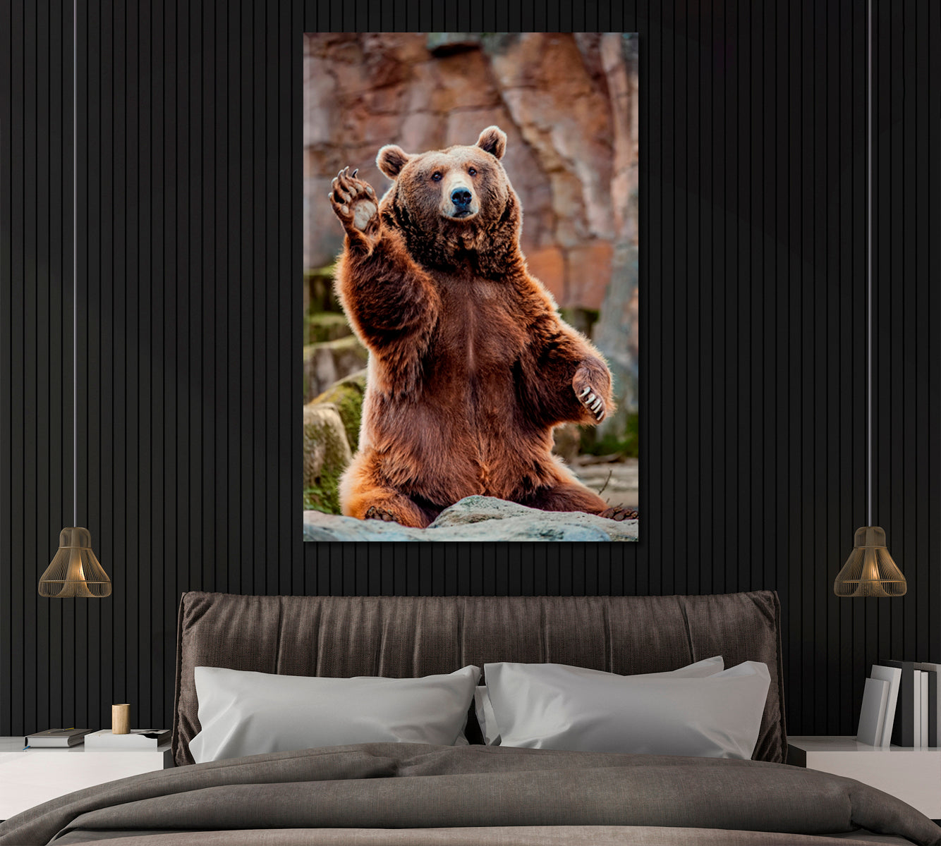 Bear Greeting Canvas Print ArtLexy   